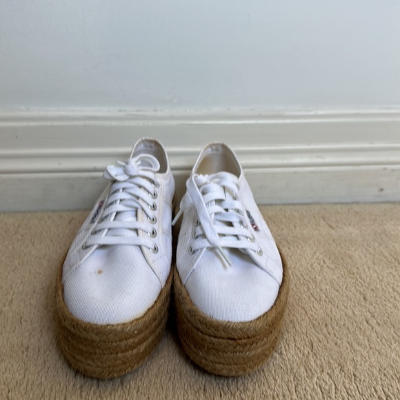 Superga 2790 Rope Pattern Platform Sneakers/Shoes White. Size 39.5/ 9.5 - Picture 2 of 6